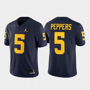 Navy University of Michigan Jabrill Peppers Jersey For Men Game Alumni Player #5 Stitch 447579-329