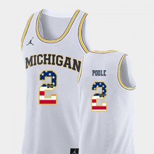 Men White USA Flag #2 Michigan Jordan Poole Jersey College Basketball NCAA 327516-603
