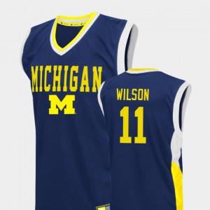 #11 College Basketball Stitched Men Fadeaway Blue Wolverines Luke Wilson Jersey 755529-312