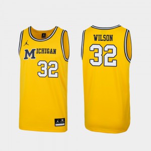 Maize Replica #32 University Michigan Luke Wilson Jersey Men 1989 Throwback College Basketball 493547-439