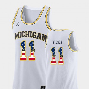 Michigan Wolverines Luke Wilson Jersey USA Flag White Men's College Basketball College #11 665367-236