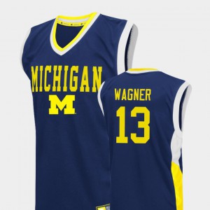 #13 Blue Fadeaway Stitched U of M Moritz Wagner Jersey For Men's College Basketball 453339-439