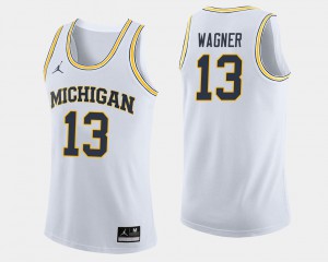 Mens Michigan Moritz Wagner Jersey College Basketball White Official #13 596376-492