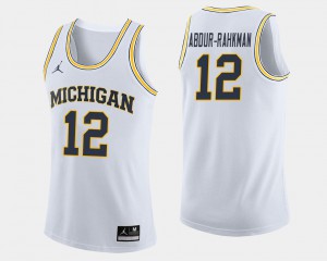University of Michigan Muhammad-Ali Abdur-Rahkman Jersey White College Basketball Embroidery Mens #12 674921-316