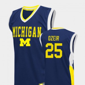 Men's Michigan Wolverines Naji Ozeir Jersey Official College Basketball Blue #25 Fadeaway 427096-567