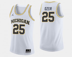 White NCAA College Basketball #25 Men's Michigan Wolverines Naji Ozeir Jersey 475512-280