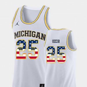 #25 White USA Flag Wolverines Naji Ozeir Jersey Mens Stitch College Basketball 558754-603