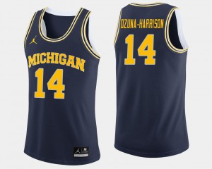 Michigan Rico Ozuna-Harrison Jersey #14 High School College Basketball Men's Navy 650116-450