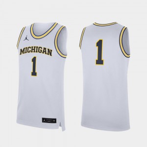 #1 NCAA University of Michigan Jersey Mens Replica College Basketball White 848127-191