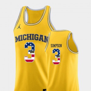 College Basketball U of M Zavier Simpson Jersey Men's Stitched Yellow USA Flag #3 516363-296