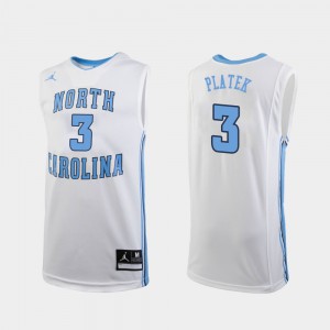 North Carolina Andrew Platek Jersey Stitch White Mens Replica #3 College Basketball 945242-119