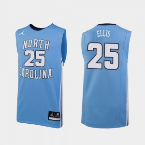 For Men's #25 Replica UNC Caleb Ellis Jersey College Basketball Stitch Carolina Blue 721814-182