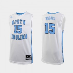White University of North Carolina Garrison Brooks Jersey Replica #15 Mens Official College Basketball 612097-350