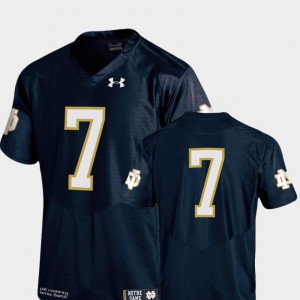 Stitched Authentic Performance #7 College Football University of Notre Dame Jersey Navy For Men 951116-894