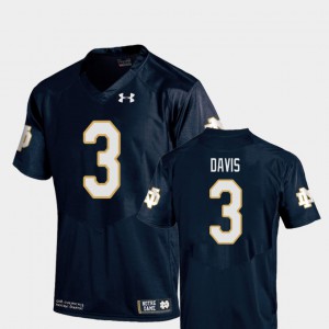 Replica College Football Men's Notre Dame Avery Davis Jersey #3 Navy High School 810365-976