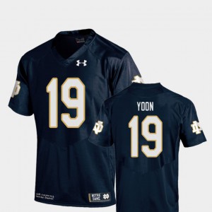 University Replica Navy College Football Notre Dame Justin Yoon Jersey #19 For Men's 186484-296