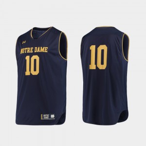 College Basketball Navy Gold #10 Player For Men Authentic Fighting Irish Jersey 152943-761