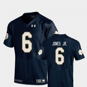 #6 Replica College Football University of Notre Dame Tony Jones Jr. Jersey Navy For Men Player 955488-850