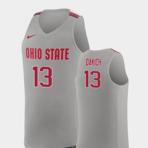 Men's Replica #13 Embroidery College Basketball Ohio State Andrew Dakich Jersey Pure Gray 958577-749
