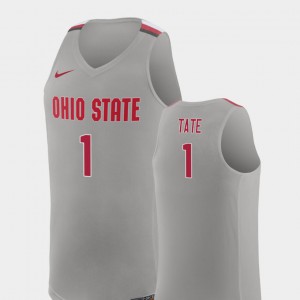 Ohio State Jae'Sean Tate Jersey Replica For Men #1 College Basketball Pure Gray Stitch 773904-648