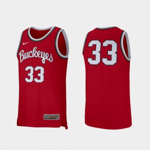For Men #33 College Basketball Retro Performance Ohio State Buckeyes Jersey Embroidery Scarlet 249406-559