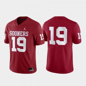 Game Embroidery Crimson University Of Oklahoma Jersey #19 For Men's 337077-250