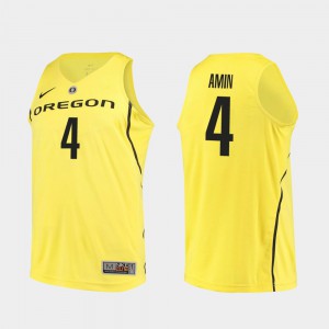 Authentic NCAA Oregon Duck Ehab Amin Jersey For Men College Basketball #4 Yellow 920711-738