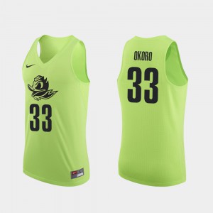 Stitched For Men's Apple Green Authentic Oregon Duck Francis Okoro Jersey College Basketball #33 649009-616