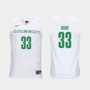 For Men's #33 Oregon Duck Francis Okoro Jersey Authentic Performace White Elite Authentic Performance College Basketball University 969109-459