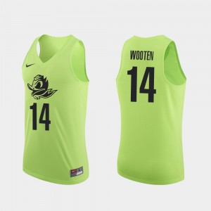University Authentic #14 College Basketball UO Kenny Wooten Jersey Apple Green Mens 222031-159