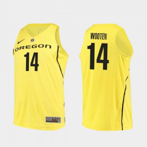 Authentic #14 Yellow College Basketball Official For Men Oregon Duck Kenny Wooten Jersey 303249-986
