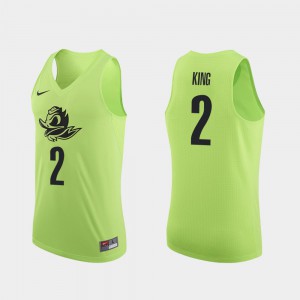 Official College Basketball #2 Authentic Oregon Ducks Louis King Jersey Apple Green Men 842932-689