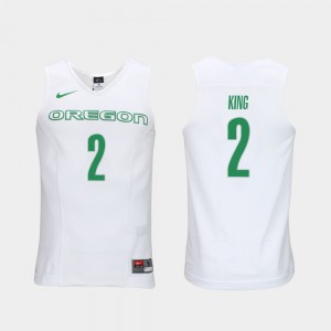 Mens Authentic Performace #2 Stitched White Elite Authentic Performance College Basketball UO Louis King Jersey 452858-783
