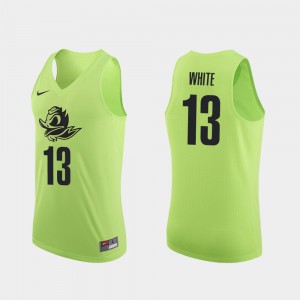 Stitched College Basketball For Men's Authentic Apple Green #13 University of Oregon Paul White Jersey 525900-271