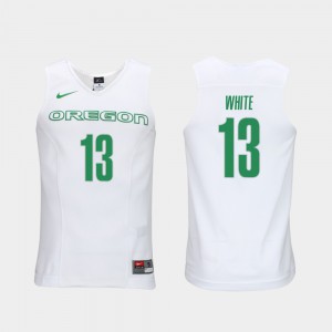Official Elite Authentic Performance College Basketball University of Oregon Paul White Jersey Authentic Performace White #13 Men's 230986-159