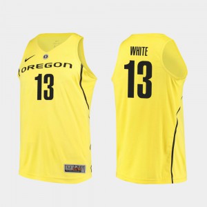 Authentic Yellow NCAA College Basketball #13 Men's Oregon Duck Paul White Jersey 932422-714
