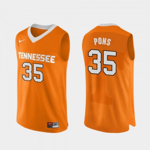 Stitch Orange College Basketball Tennessee Yves Pons Jersey #35 For Men's Authentic Performace 929025-442