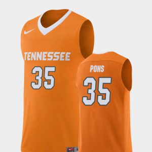 Tennessee Volunteers Yves Pons Jersey College Basketball Stitch Orange #35 For Men Replica 258891-805