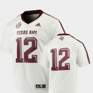 Texas A&M University Jersey Stitched For Men College Football Premier #12 White 209478-214
