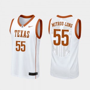 College Basketball College Mens #55 Replica White Texas Longhorns Elijah Mitrou-Long Jersey 116528-263