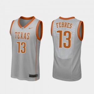 #13 Gray College Basketball Replica High School Mens Texas Longhorns Jase Febres Jersey 648719-583