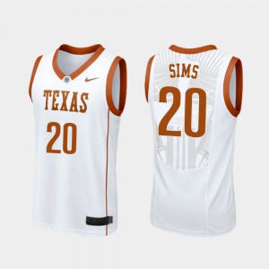 #20 White Longhorns Jericho Sims Jersey College Basketball NCAA Replica Mens 323288-873