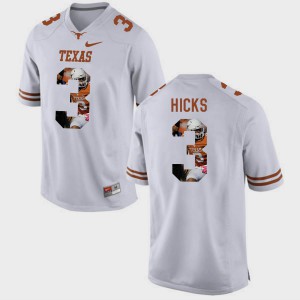 #3 Mens Stitched University of Texas Jordan Hicks Jersey White Pictorial Fashion 900593-357
