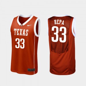 Replica #33 College Basketball Texas Longhorns Kamaka Hepa Jersey Burnt Orange For Men NCAA 682299-662