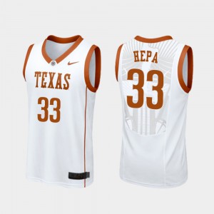 Embroidery College Basketball #33 Replica Longhorns Kamaka Hepa Jersey White For Men's 976867-642