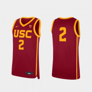 Men Cardinal Replica Stitch #2 College Basketball USC Trojan Jersey 729904-854