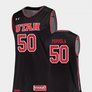 Alumni University of Utah Christian Popoola Jersey Mens College Basketball Black Replica #50 292635-800