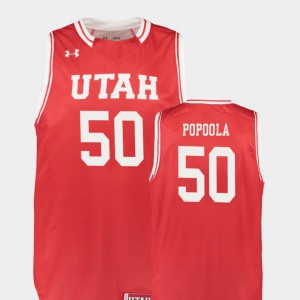 Utes Christian Popoola Jersey Replica Men's College Basketball Official Red #50 311812-585