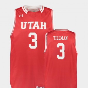 For Men Player College Basketball Replica Red #3 Utes Donnie Tillman Jersey 793910-145