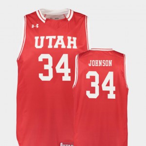 Red Utah Jayce Johnson Jersey Embroidery #34 College Basketball Men's Replica 603322-320